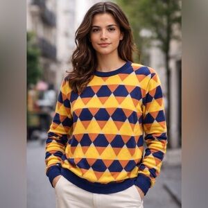 Far Afield Geometric Patterned Crew Neck Sweater